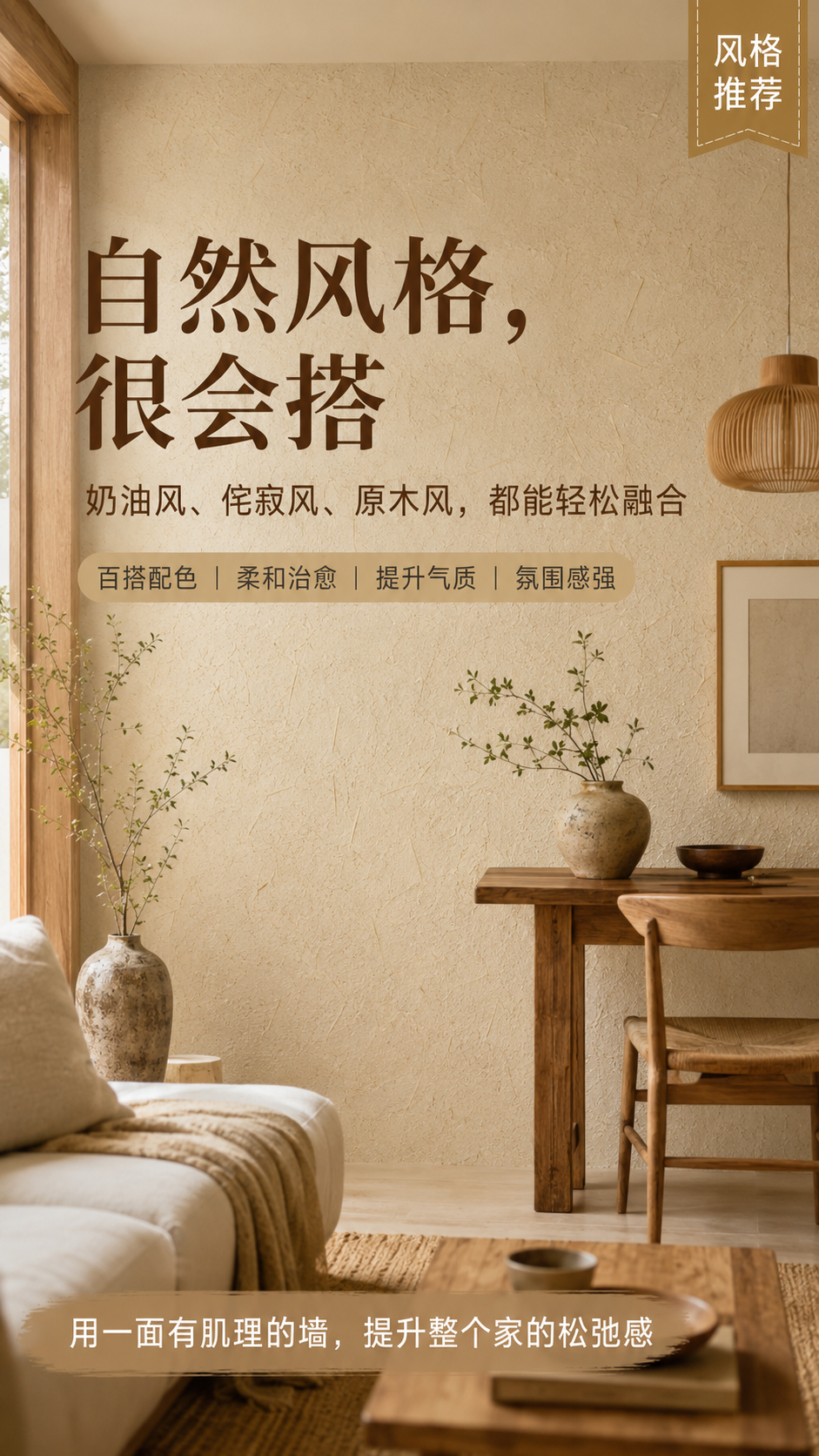 稻草漆施工效果-自然纤维肌理墙面
