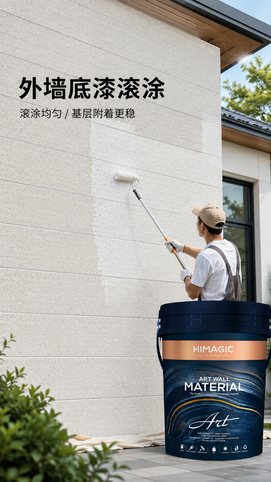 水包砂抗碱底漆滚涂图